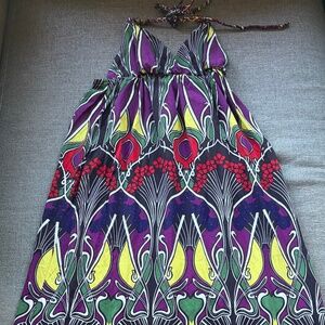Maxi Sun Dress Halterneck Boho Colorful, Size S-M